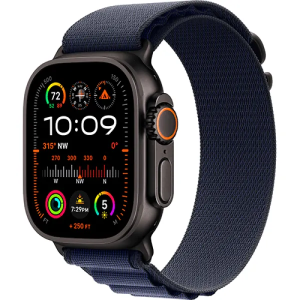 Apple Watch Series Ultra 2 49mm Black Titanium Case with Navy Alpine Loop S